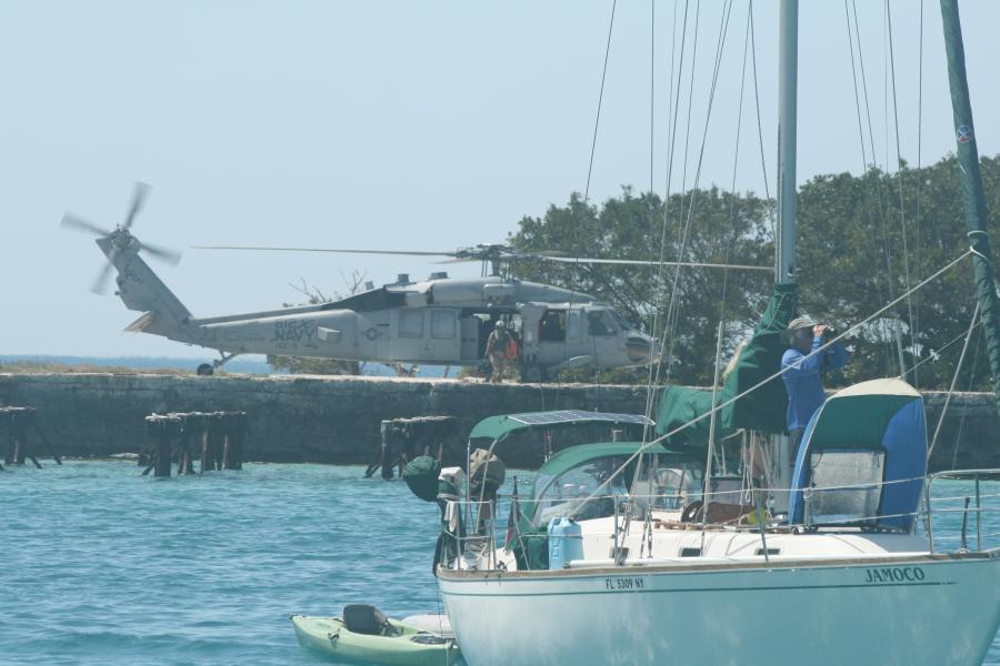 helicopter and sailboat